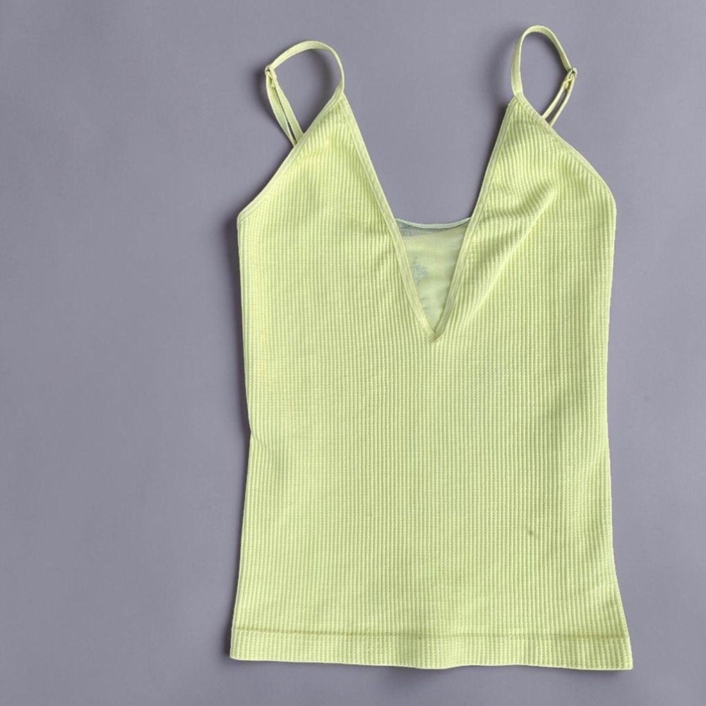 Intimately Free People Ribbed Deep V Mesh Cami Tank XS/S - Picture 2 of 5